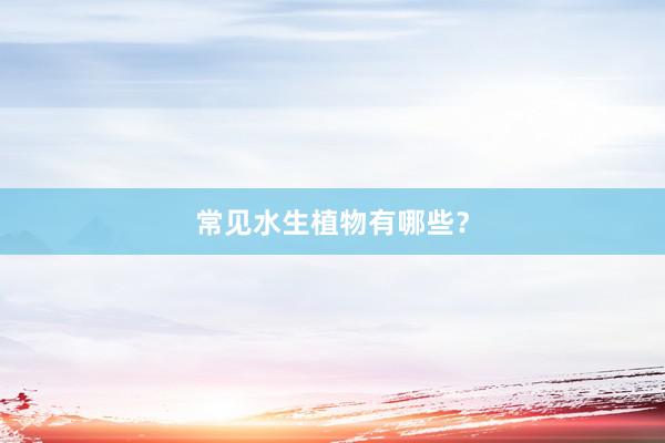 常见水生植物有哪些？